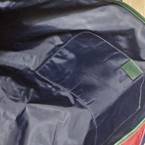 Gucci Vintage Nylon Tote Bag Blue Red Cream NWOT - Picture 13 of 14
